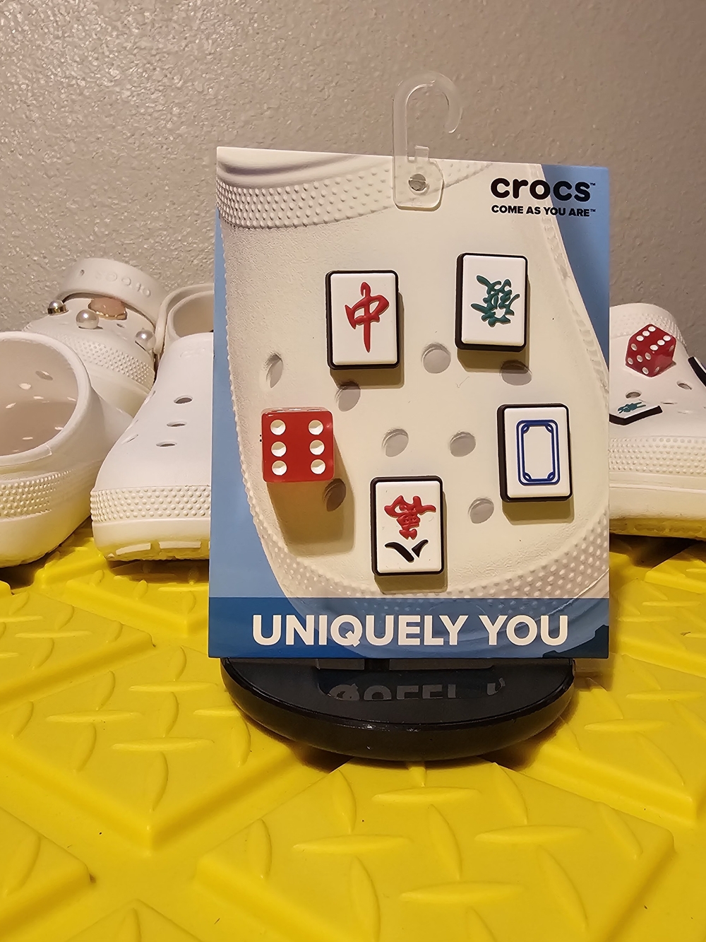 Authentic Mahjong Tile & Dice Crocs Jibbitz Set - White/Red/Green/Blue